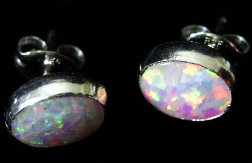 Appraisal: PETITE OVAL OPAL STERLING SILVER EARRINGS