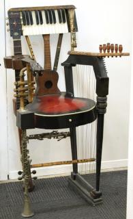 Appraisal: Hand Made from various musical instrument parts the crest rail