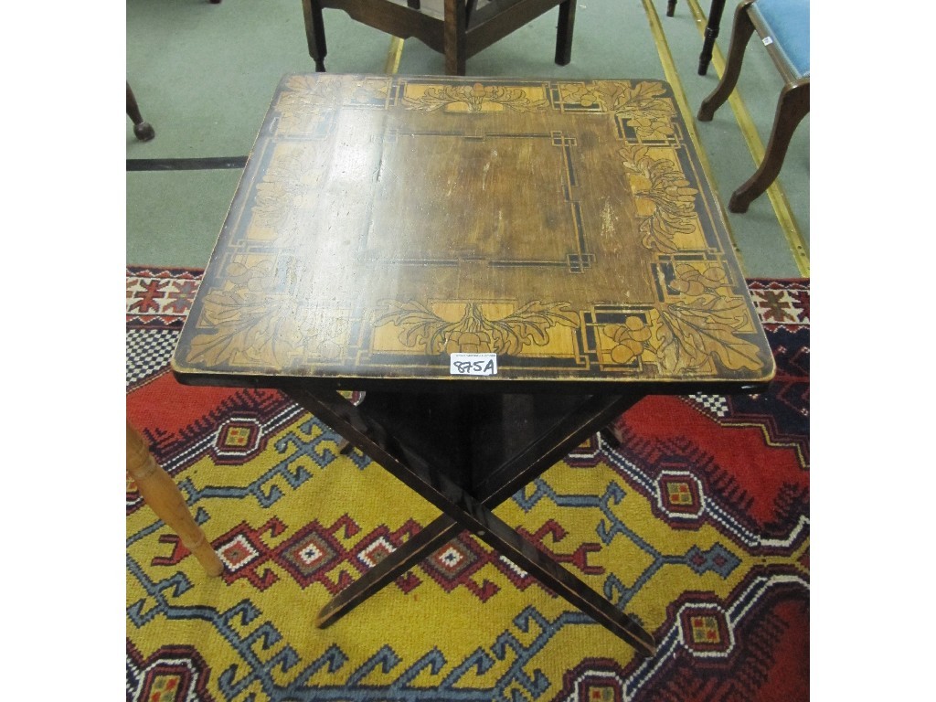 Appraisal: Art Nouveau penwork folding table