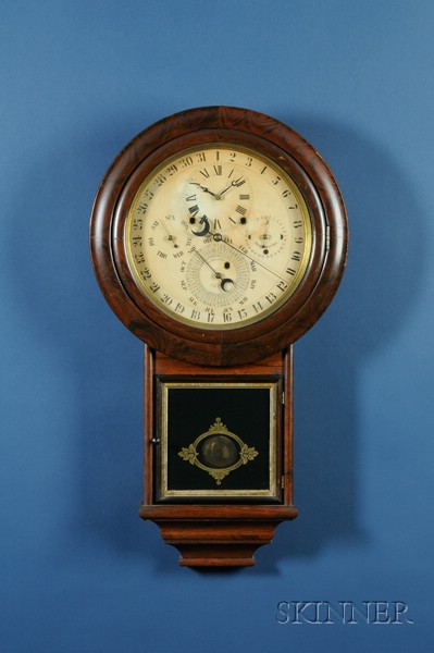 Appraisal: Gale Drop Calendar Wall Clock Welch Spring and Co Forestville