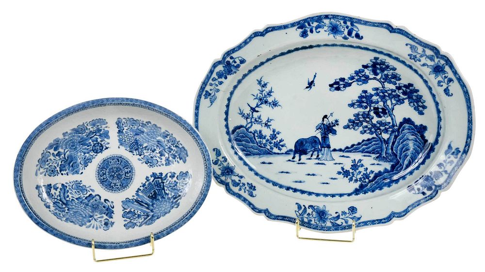 Appraisal: Two Chinese Export Blue and White Oval Platters probably late