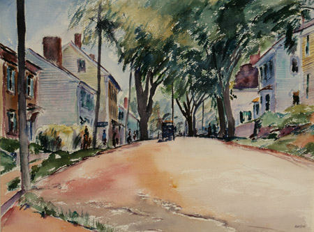 Appraisal: Max Kuehne American - Tree Lined Street Rockport Signed Kuehne