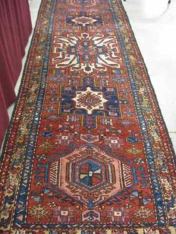 Appraisal: Heriz Persian Handmade Runner great geometrics throughout deep coloring '