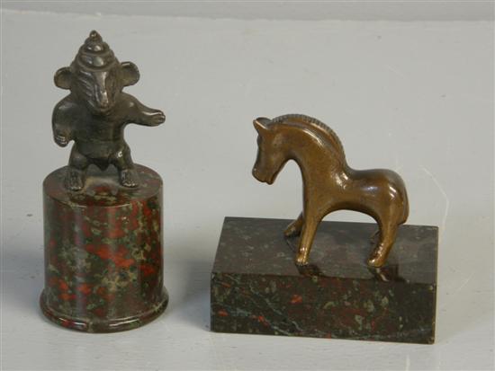 Appraisal: Two small bronze figures the first of a horse high