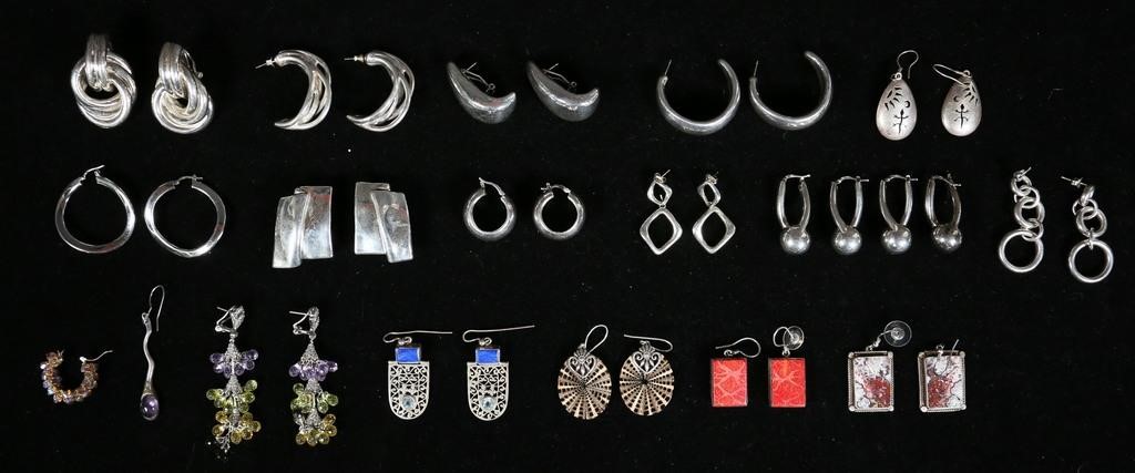 Appraisal: pairs of sterling silver earrings and single sterling earrings including