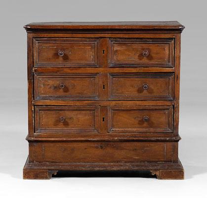 Appraisal: Italian baroque walnut chest pine throughout with walnut veneers and