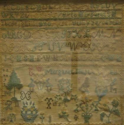 Appraisal: Marking sampler wrought by margaret husted th century Rows of