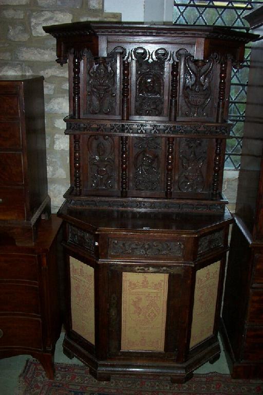 Appraisal: A th century Flemish oak side cupboard the lower section