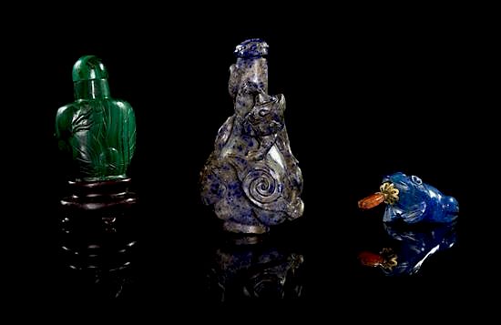 Appraisal: Three Snuff Bottles Height of tallest inches Three Snuff Bottles