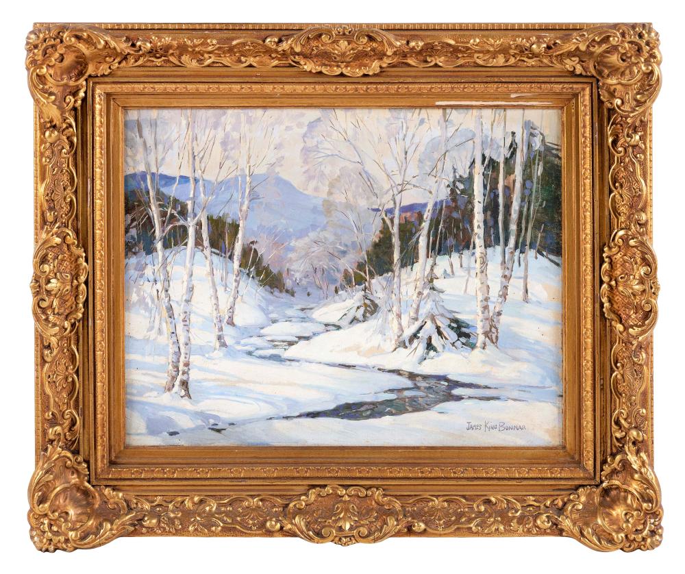 Appraisal: JAMES KING BONNAR MASSACHUSETTS - WINTER SCENE WITH STREAM BIRCH