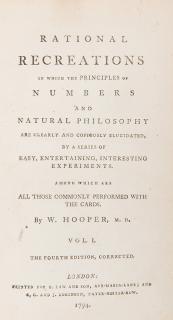 Appraisal: Mathematics Hooper William D Rational Recreations in which the Principles