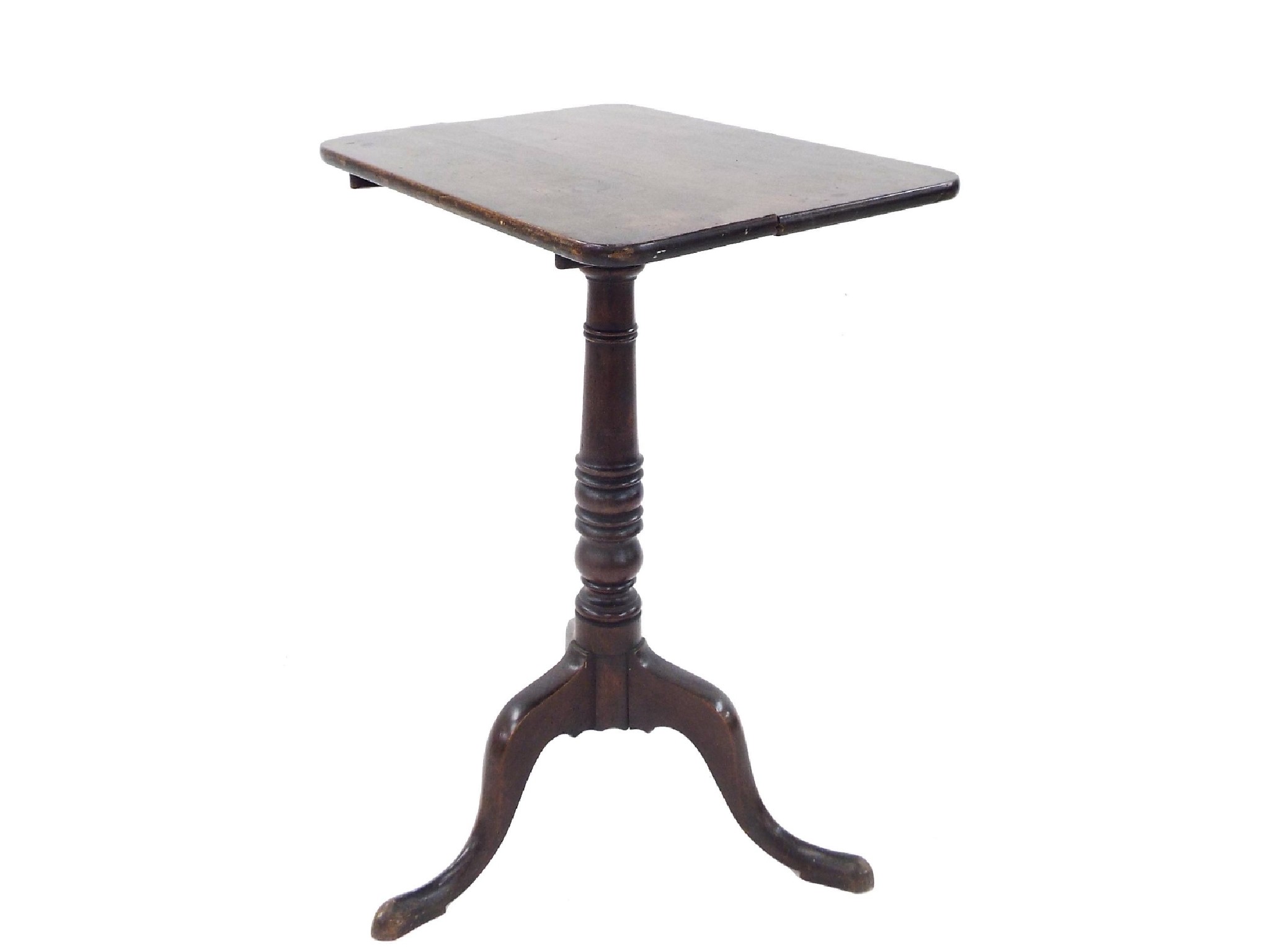 Appraisal: th century mahogany and oak tilt-top wine table the rectangular