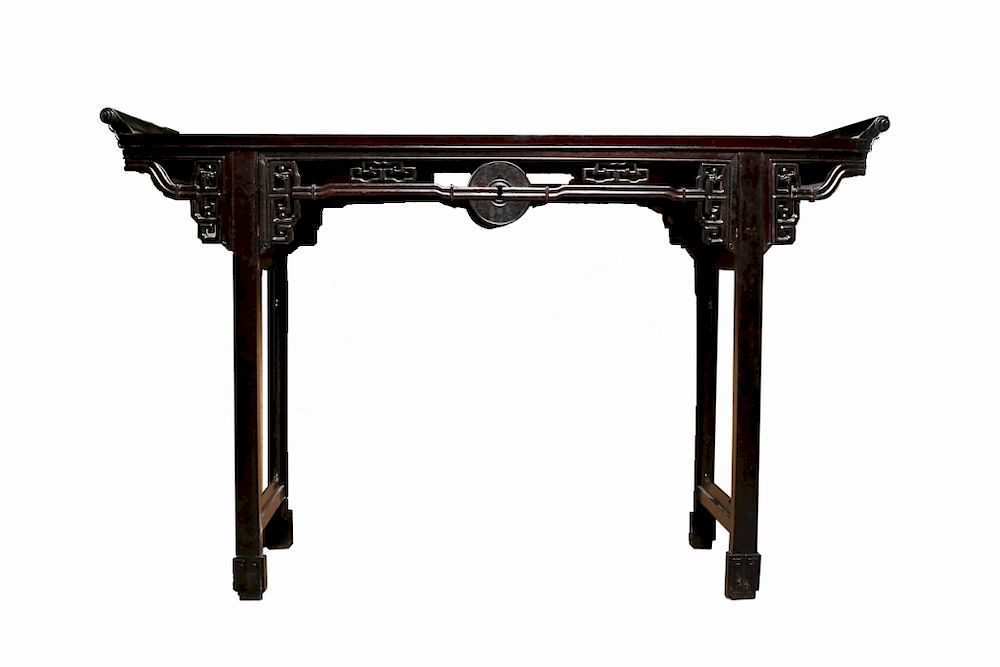 Appraisal: HARDWOOD ALTAR TABLE The single panel floating top and frame