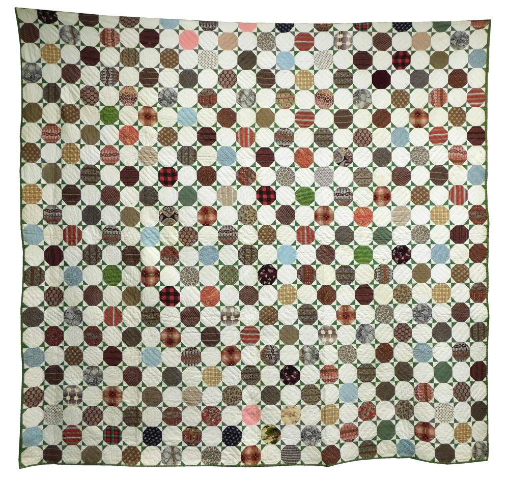 Appraisal: TEXTILE Pieced quilt c primarily cotton calicoes but also including