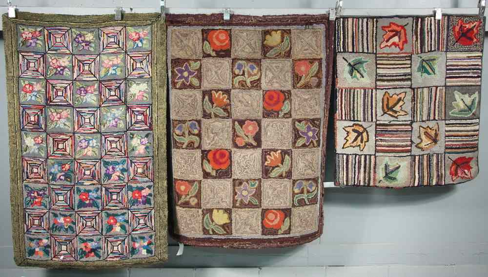 Appraisal: VINTAGE HOOKED RUGS - Vintage Hooked Rugs all with floral