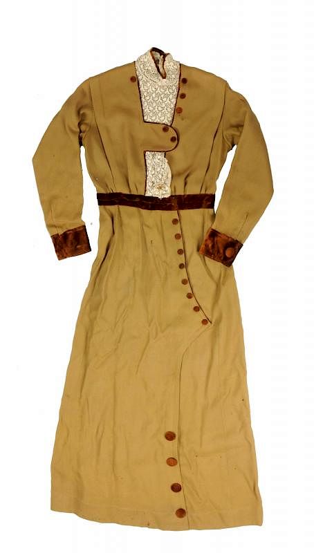 Appraisal: Early Western Lady's Dress Machine and hand sewn with brown