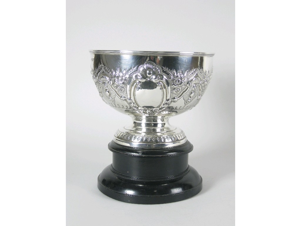 Appraisal: An Edward VII Presentation Rose Bowl with floral embossing Abergavenny