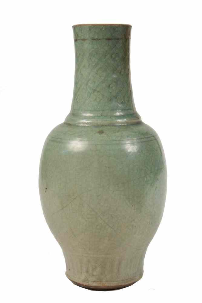 Appraisal: EARLY CHINESE STONEWARE VASE - Song Dynasty Celadon Glazed Stoneware