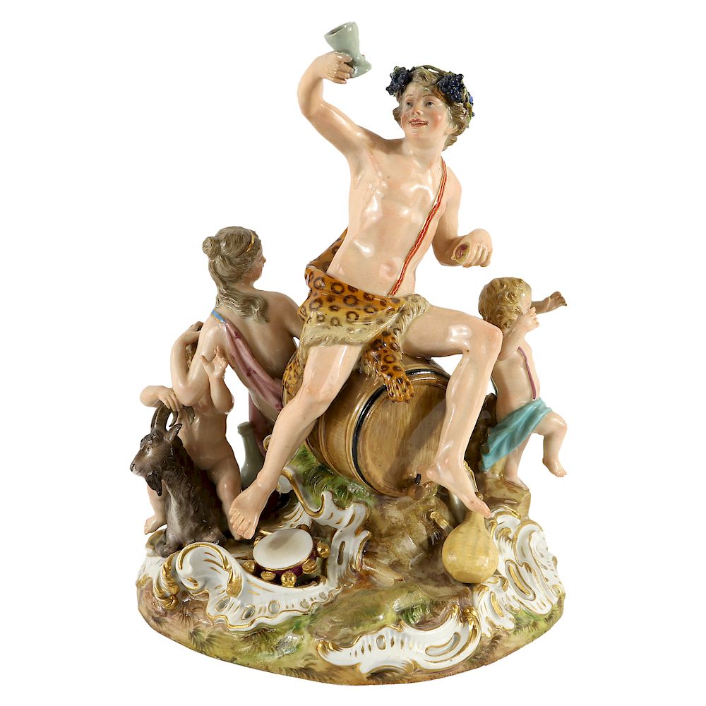 Appraisal: Meissen Porcelain Figural Group Meissen porcelain figural group featuring a