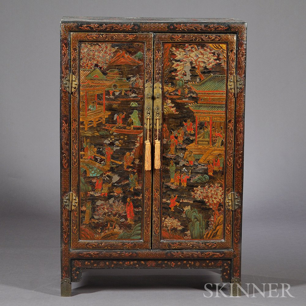 Appraisal: Lacquered Cabinet China late th early th century colored lacquers