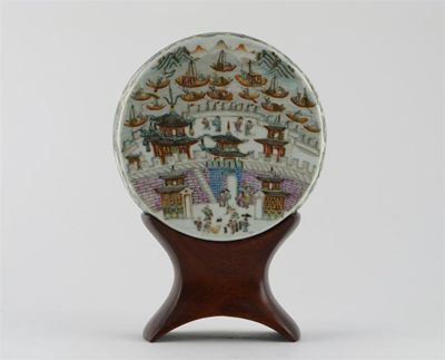 Appraisal: A Chinese famille rose pillow or model of a drum