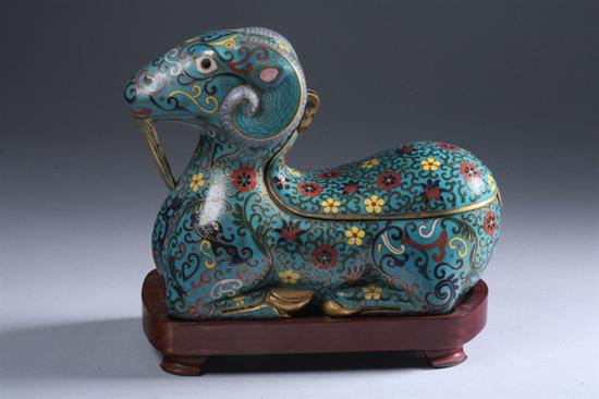 Appraisal: CHINESE CLOISONN ENAMEL RAM-FORM BOX circa - in long PROVENANCE