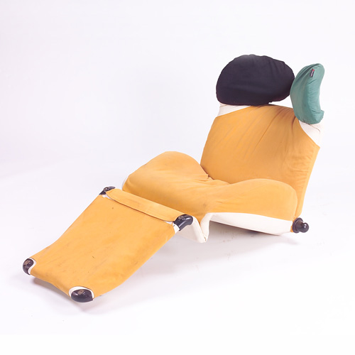 Appraisal: TOSHIYUKI KITA CASSINA Chaise covered in cream khaki green and