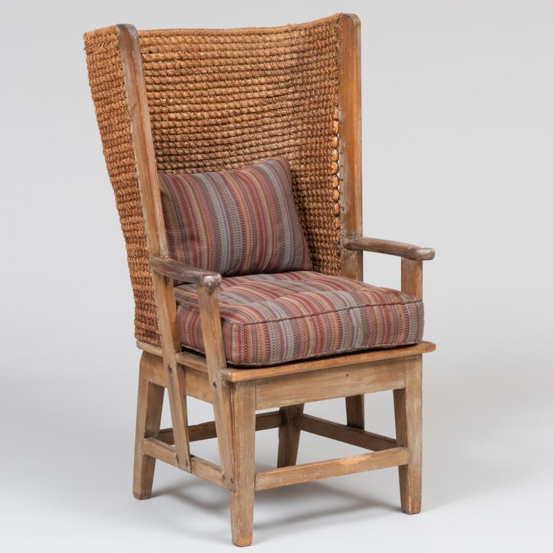 Appraisal: Scottish Pine and Rush Orkney Armchair x x in height