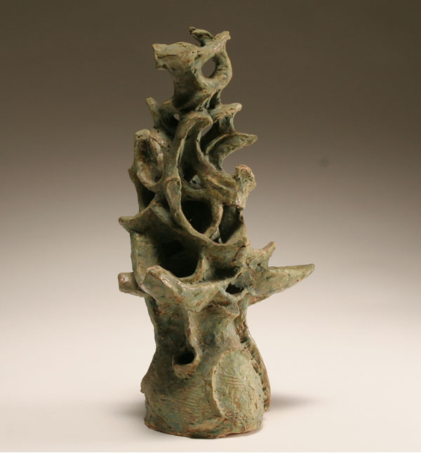 Appraisal: Robert Lohman American - Abstract surreal glazed ceramic tower sculpture