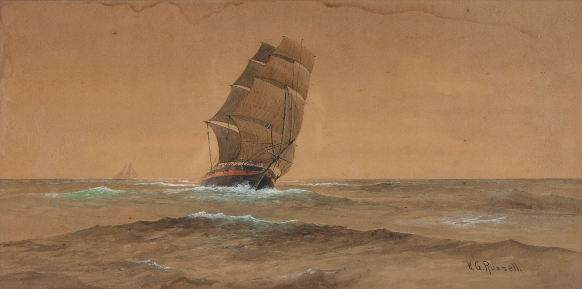 Appraisal: William George Russell Ship at Sea watercolor American b Watercolor