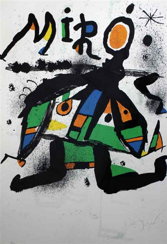 Appraisal: Joan Mir Spanish - lithograph Miro signed in pencil x