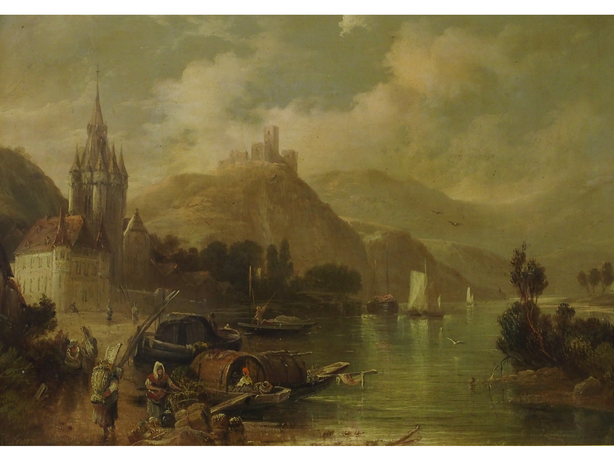 Appraisal: W TURNER English Fl BERN CASTLE ON THE MOSELLEOil on