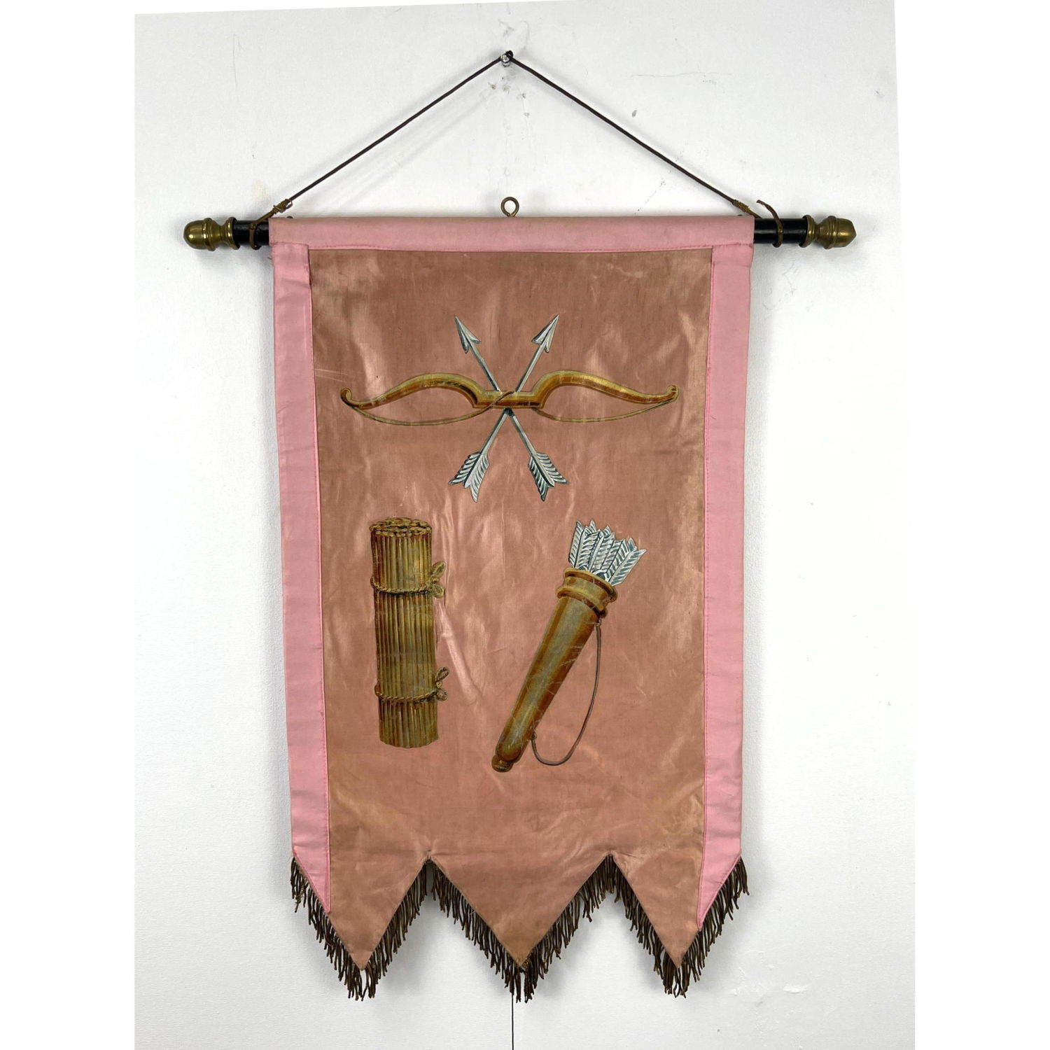 Appraisal: Pink Rebekah Odd Fellows Eden lodge banner with arrows Wilmington