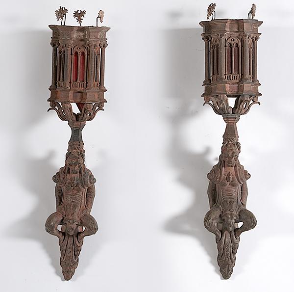 Appraisal: GOTHIC SCONCES Continental th century A pair of sconces in