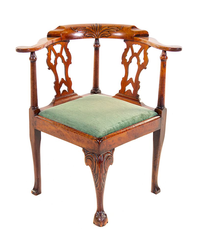 Appraisal: A George III Walnut Corner Chair TH TH CEN A