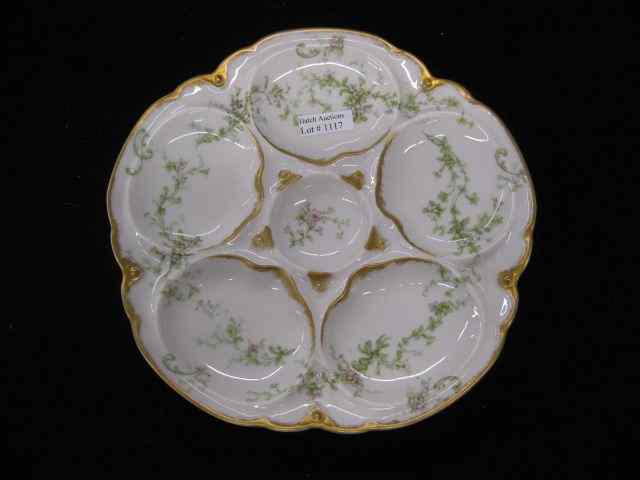 Appraisal: Haviland Limoges Porcelain Oyster Plate flowering vine gold trim ''