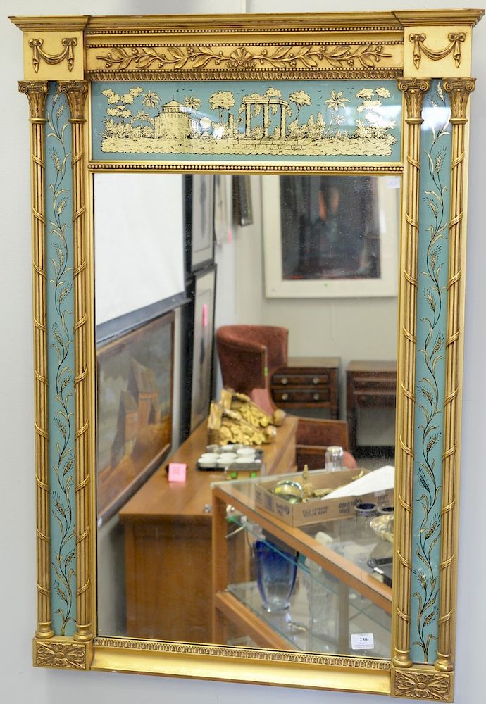 Appraisal: Federal style gilt mirror with three eglomise panels x Federal