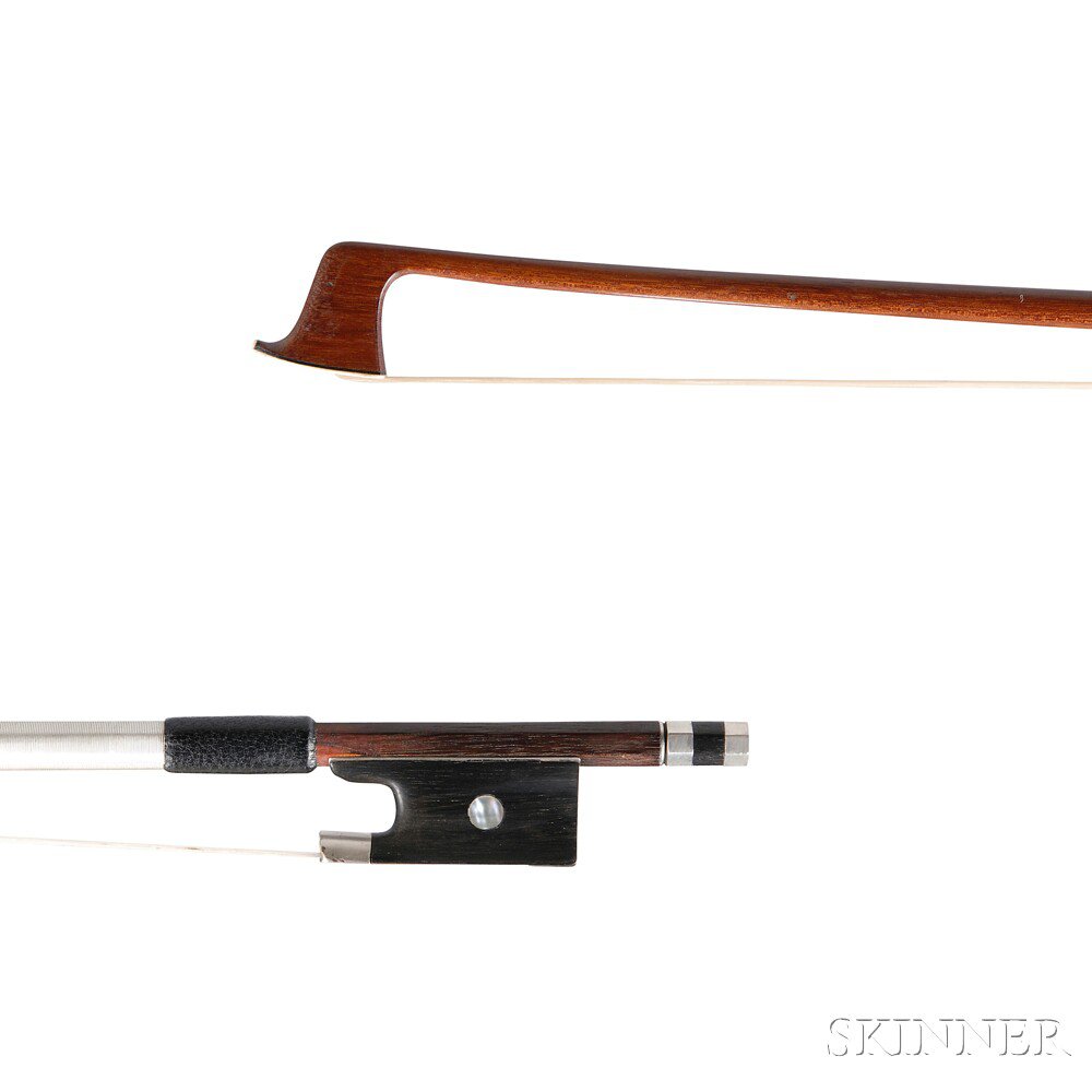 Appraisal: Nickel Silver-mounted Violin Bow the round stick with barely legible