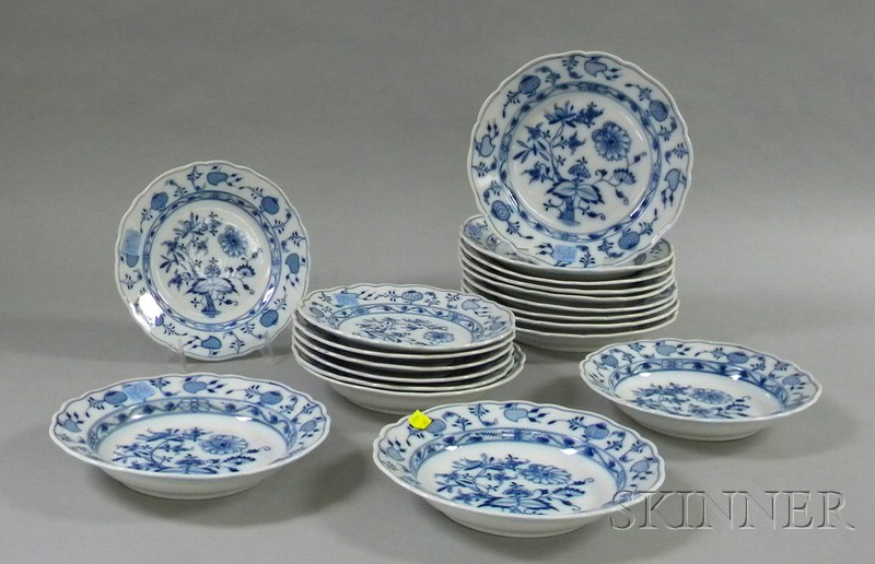 Appraisal: Nineteen Pieces of Meissen Blue Onion Pattern Porcelain Tableware a