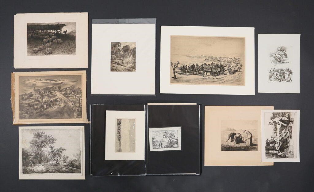 Appraisal: Large lot of unframed etchings including Ostade Millet Strang Slocombe