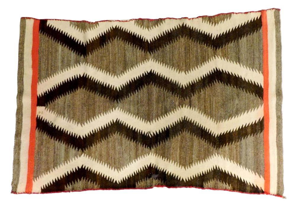 Appraisal: Navajo weaving c zig zag pattern with cream browns and