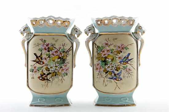 Appraisal: Pair Paris porcelain vases second half th century pierced flaring