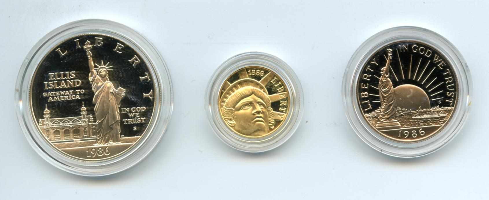 Appraisal: Statue of Liberty Three Coin Proof Set Included are C