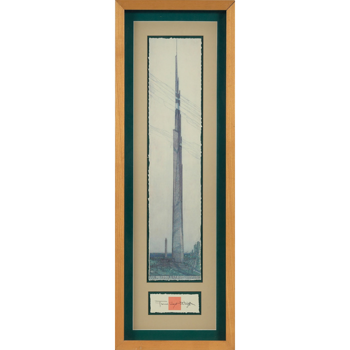 Appraisal: Frank Lloyd Wright poster for the mile high building Chicago