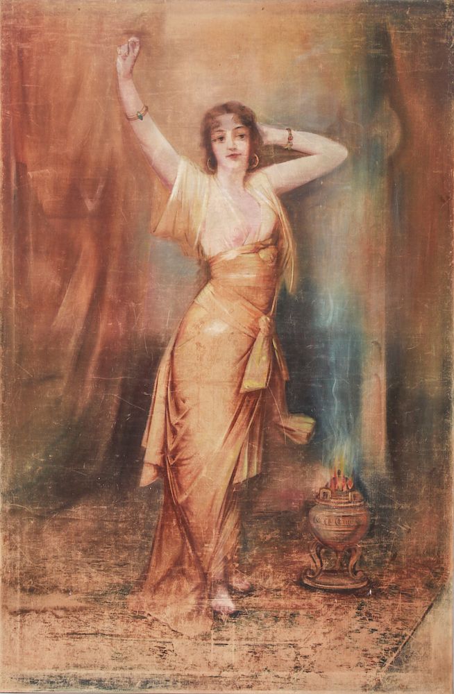 Appraisal: M S Abbott Woman Belly Dancer Oil on Canvas M