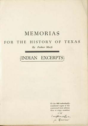 Appraisal: Father Morti Memorias for the History of Texas