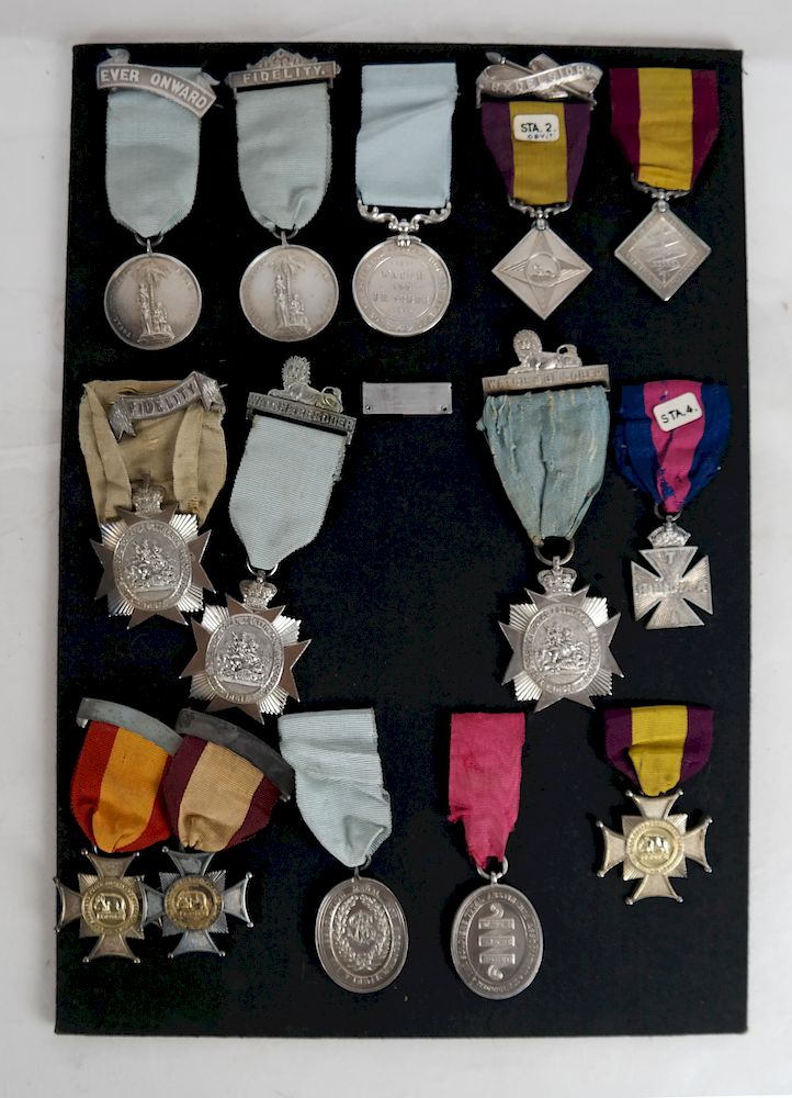 Appraisal: Collection Temperance Medals Group of approximately Temperance medals mounted on