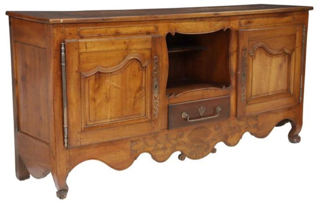 Appraisal: French Provincial Louis XV style fruitwood sideboard th c an