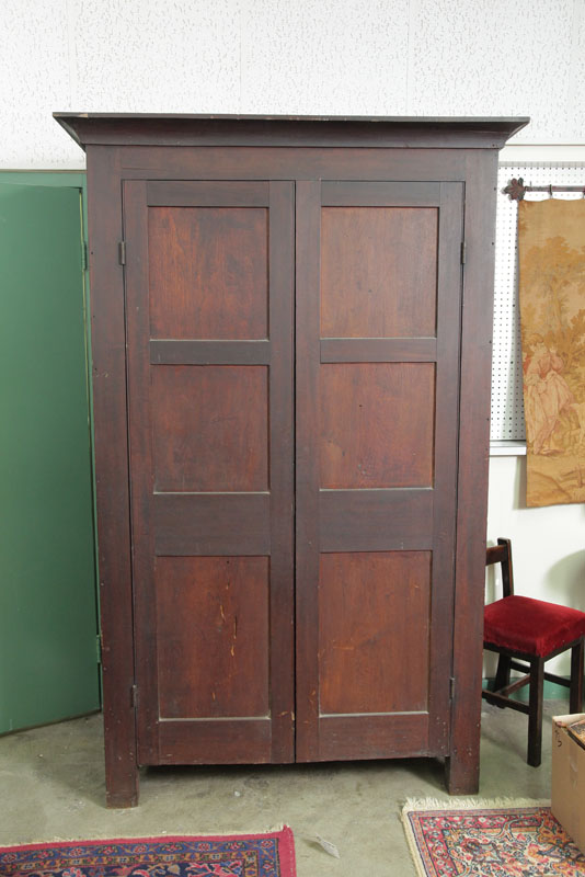 Appraisal: WARDROBE Dark stained walnut with interior shelves and hangers thumb