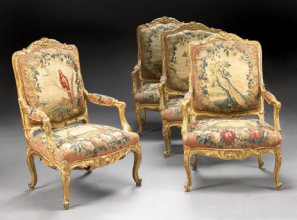 Appraisal: A good set of four Louis XV style carved giltwood